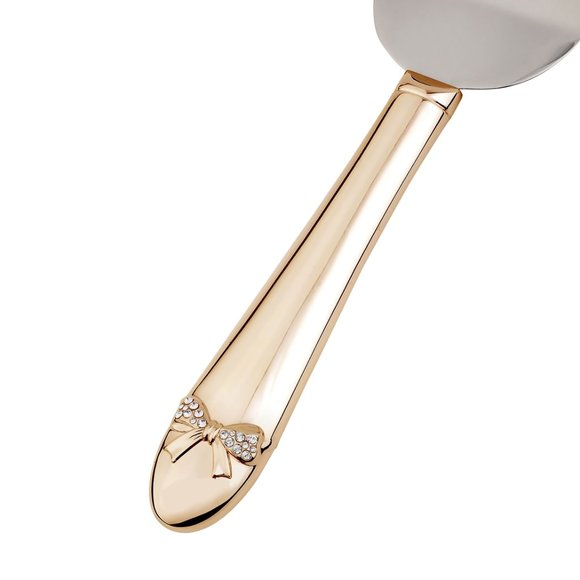 Bow-Tiful Collection Toasting Flutes & Cake Serving Set in Gold - Picture 5 of 5